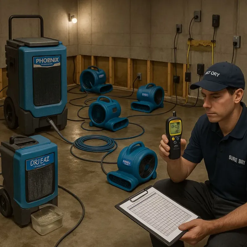 Structural Drying and Dehumidification process in McGregor, TX